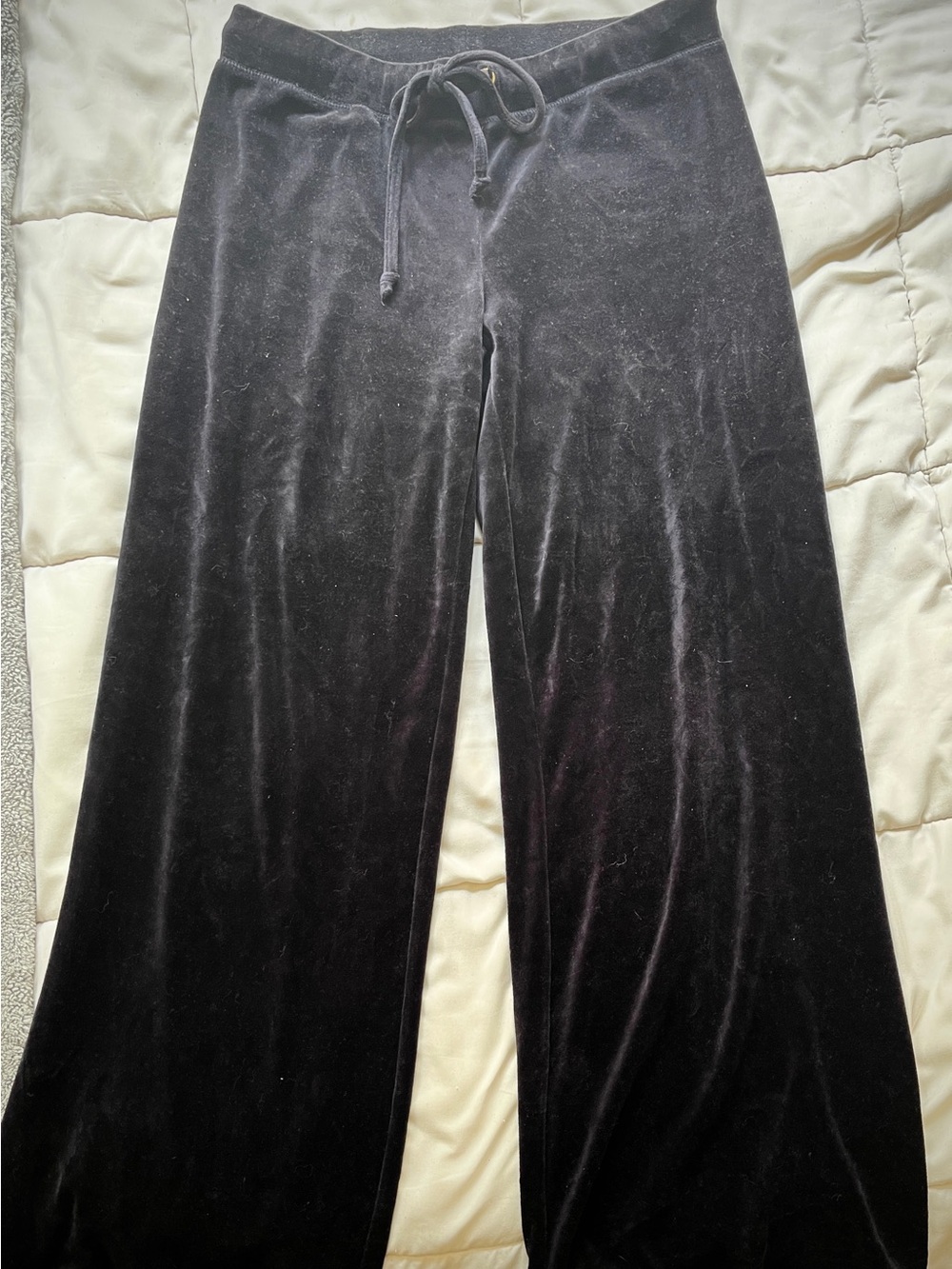 Adrienne Vittadini - Wide Leg velour track pants -  NAVY Blue - Women Small - Y2